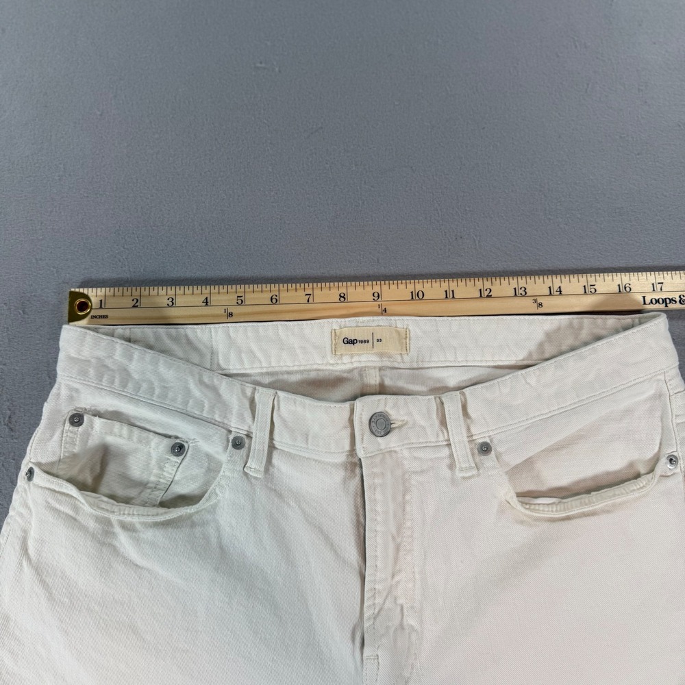 GAP 1969 Denim Shorts Mens 33 Off White Cream Cuffed Casual Summer - Picture 11 of 11